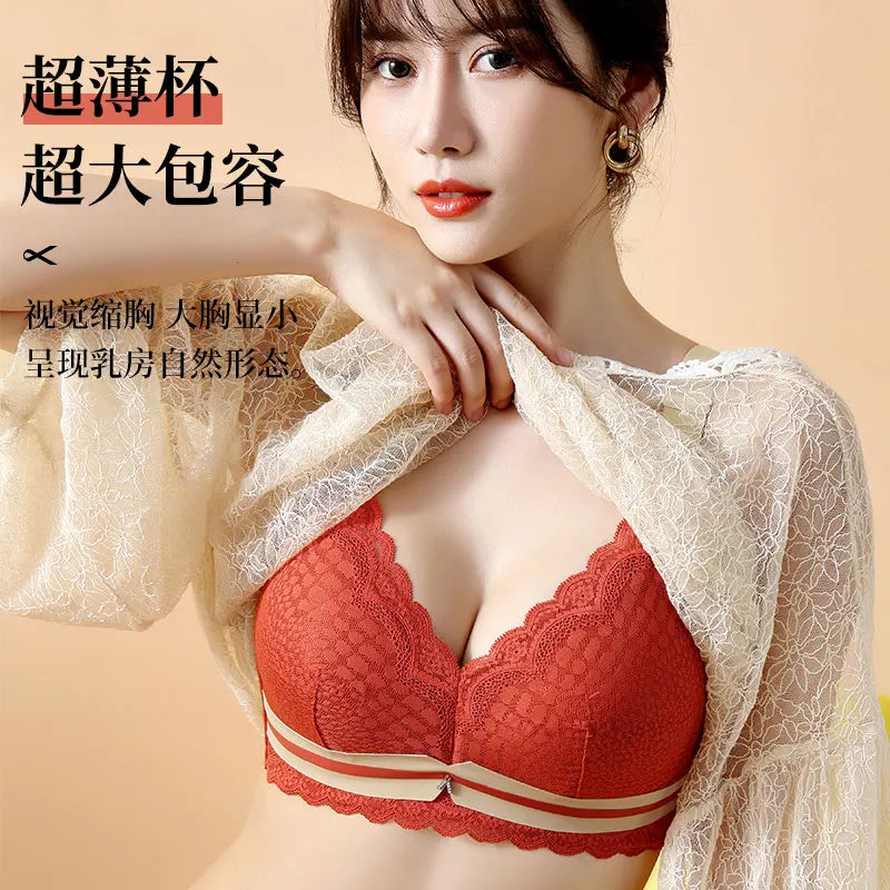 Women's Plus Size Minimizer Bra Full Coverage Lingerie Wire Free Push Up Bra for Femme Brest Pumping Underwear Plus Size 44 46DE