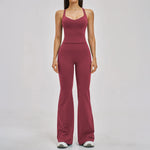 Summer Yoga Set Women Back Cross Shock-absorbing Slim Sports Tank Top Exercise Sets Outwear Running Flare Leggings Fitness Suits