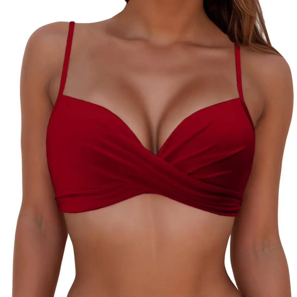 Sexy Bikini Tops Backless Butterfly Hook Design V-Neck Front Knotted Swimwear Tops Backless Bikini Bra