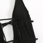 2026 New Deep V One Piece Black Swimsuit Halter Solid Color Women's Backless Bathing Suit Bandage White Swimwear For Female