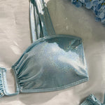 U Shaped Glitter Sparkling Shiny Bikini Female Swimsuit Two-Pieces Bikini Set Women Swimwear Brazilian Bathing Suit Bather V7564