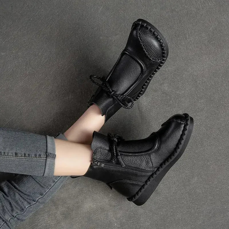 Shoes for WomenCross-tied Ladies Boot Daily Boots Hot Sale Cotton Shoes Round Toe Comfortable Flat Shoes Women Ankle Boots