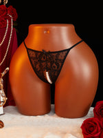 Hot Sexy Mesh Hollow Female Lingerie Transparent Crotchless Women Lace Open Crotch Beading Panties Underwear Erotic Costume