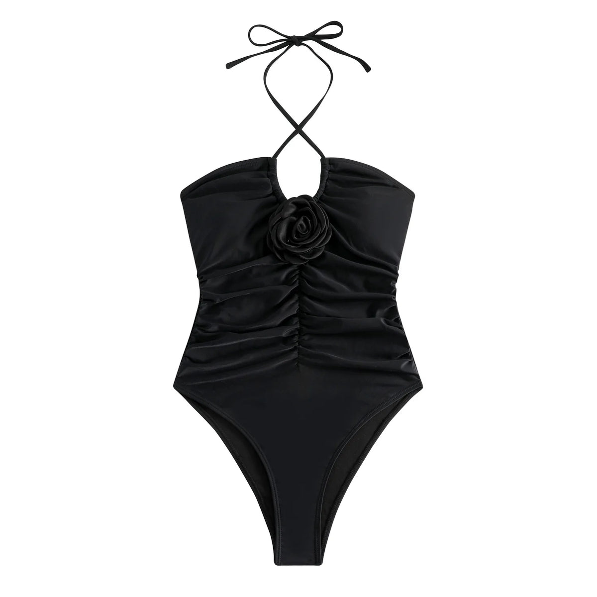 2024 3D Flower Swimsuit One Piece Slim Vintage Swimwear Women Sexy Bathers Bathing Swimming Swim Suit Female Beachwear White