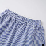 2026 Summer Women Striped Capris Casual Stylish Elastic Waist Side Button Straight-leg Pants Daily Cropped Trousers