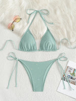 Shiny Sparkling Halter Strappy Bikini 2025 High Cut Bikinis Female Swimsuit Women Swimwear Two-pieces Bikini Set Bathing Suit