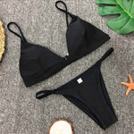 New Sexy Padded Brazilian Bikini Women Swimwear Female Swimsuit Two-Pieces Bikini Set Solid Bather Bathing Suit Swim Lady V64A