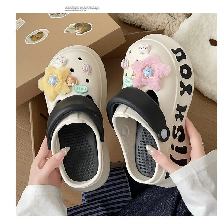 Clogs Thick-soled Slippers Women's Summer 2026 New Style Anti-slip Height-increasing Sandals and Slippers for Outdoor Wear