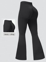 Women Seamless Flared Leggings Quick Dry Breathable Butt Lifting Flare Yoga Pants Gym Fitness Pilates Workout Sports Trous