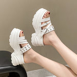 Summer Silver Chunky Platform Sandals Women Fashion Buckle Thick Bottom Slippers Woman Punk Wedges High Heels Sandalias Mujer