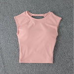 Summer Sexy Short Backless Sports T-Shirt Women's Tight Training Long Sleeve Yoga Top Fixed Chest Pad Fitness Vest