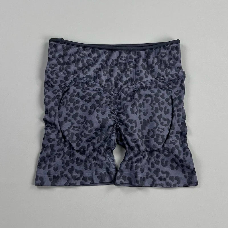 HISTELLO Gym Shorts Seamless Leopard Print Fitness Tights Women Workout Sports Clothes Hip Lift Slim Fit Fitness Yoga Leggings