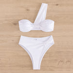 Brown One Shoulder Bikini High Waist Sexy Swimsuit Women 2026 Solid Swimwears Bathing Suit Bandeau Bikinis Sets De Mujer Biquini