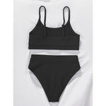 New Spiral Pit Strip U-Shaped High-Waisted Bikini Sexy Swimsuit Swimsuit Women Lightweight Fashion Classic Versatile Simple