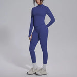 Women's Seamless Yoga Sets Sports Fitness Zipper Long-Sleeve Jacket Slim-fit Hip Lift Pants Suits Workout Training Gym Sets