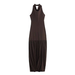 Women's Sexy And Alluring Off-shoulder Halter Neck Ruched Slim-fit Waist-cinching Solid Color Dress Pure Desire Elegant WXRY