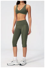 Summer Color Blocked Yoga Sets Women Slim Sports Bra High Waist Pants Fitness Suits Outwear Gym Running Push Up Workout Clothes