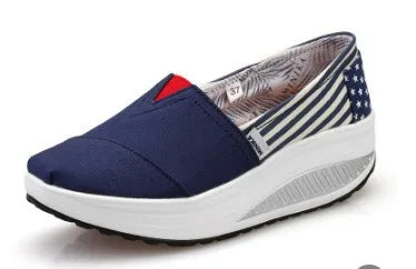 New Rocking Shoes Women Fashion Canvas Slip on Wedge Casual Shoes Female Breathable Platform Sneakers Zapatillas Mujer 2023