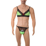 European and American men's sexy lace bra and panties temptation suit transvestite suit