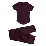 NCLAGEN Women's Fitness Suit 2 Piece Short Sleeve Top And Seamless Leggings Yoga Set Gym Clothes Workout Athleticwe Sport Outfit