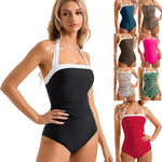 New Black White Splice Slim Fit Abdomen Control Monokini Swimsuit High Elastic Quick Dry Polyester Fabric Swimsuit