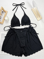 DEKAWomen 3 Piece Bikinis Set Halter String Push Up Swimsuit Backless Cute Beach Outfit Bathing Suit Swimwear Biquinis