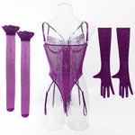 Sexy One Piece Bodysuit Lace Hollow Out Jumpsuit Women Erotic Lingerie Men's Beach Shorts