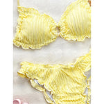 Wrinkled Crinkled Frilled Bikini Female Swimsuit Women Swimwear Two-pieces Bikini set Brazilian Bather Bathing Suit Swim V8053