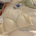 Women's French Ruffle Bralette Set | Wirefree Push Up with Silk Touch Thin Cups for Small Chest | Sweet & Trendy MOYISU Bra S-XL