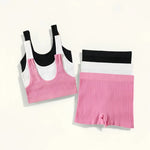 Women Bra Low Waist Shorts Set Seamless Sports Bras Nonwire Bralette Sexy Lingerie Set Female Comfort Ribbed Underwear Set