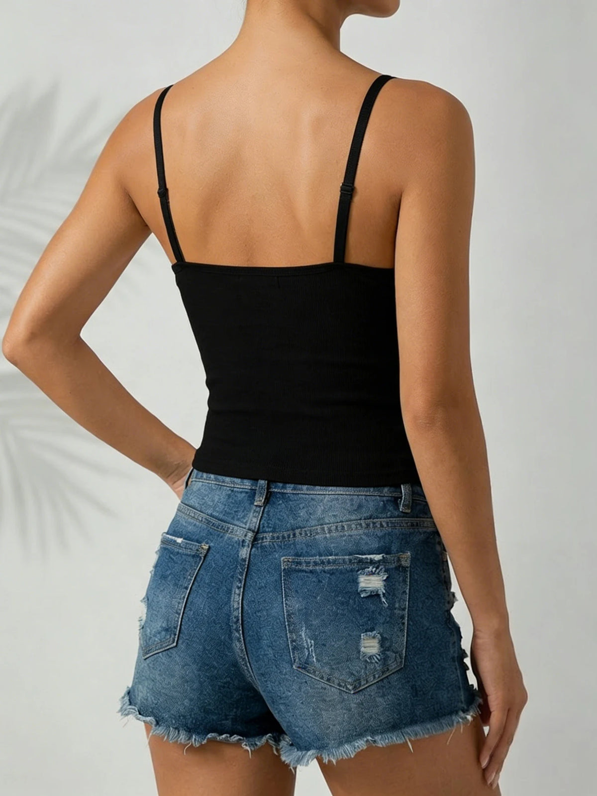 Summer Women Lace Neckline Camisole Adjustable thin straps Vest Top Built-in padding Breathable Sleeveless Underwear