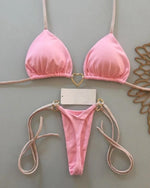 New Solid Color White Bikini Women suit Low Waist Lace-up Fashionable Swimsuit Two-piece Set