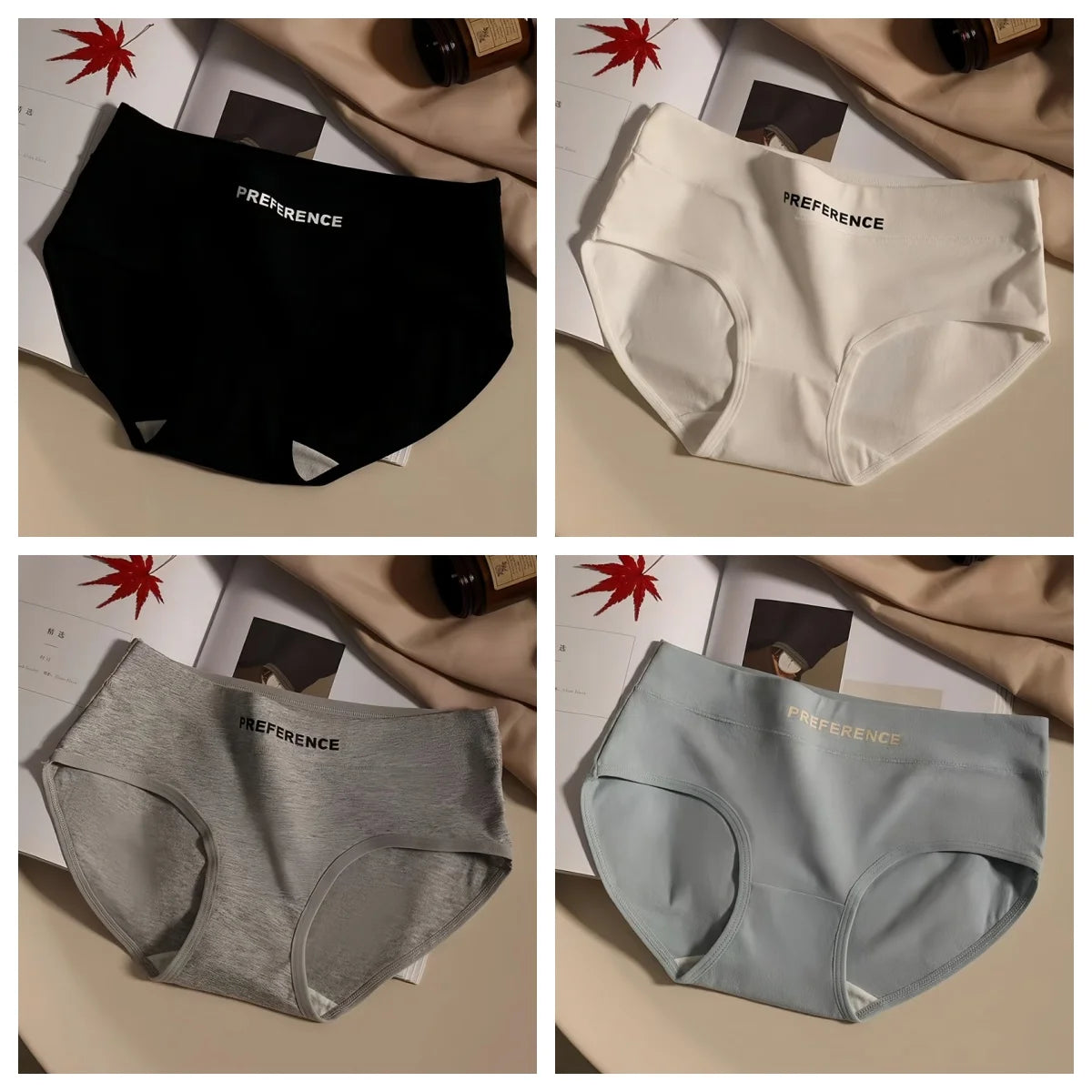4Pcs/Set Cotton Panties Women Mid Waist Briefs Breathable Intimates Breathable Comfort Underwear M-2XL Soft Panties