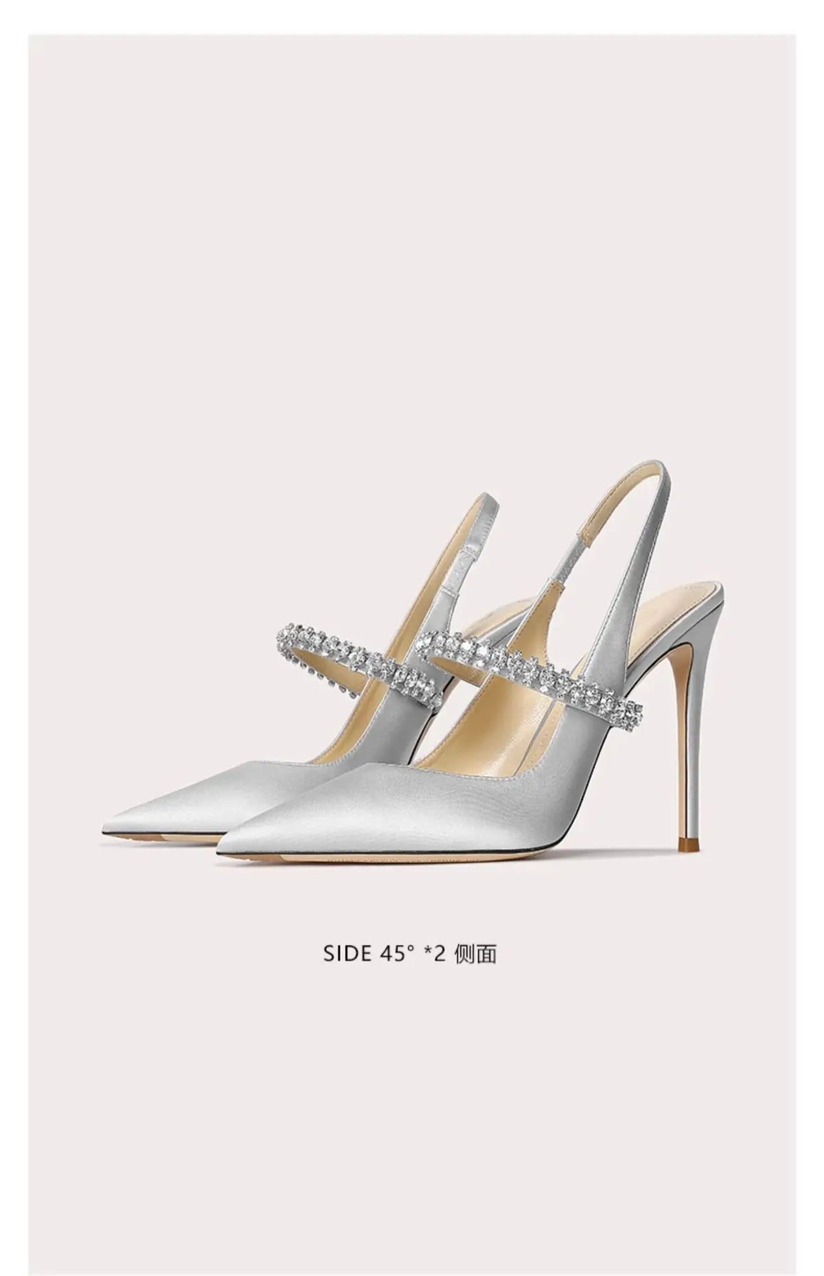 Size 34 45 Women's Diamond Bao Head Sandals 2025 New Thin Heel Pointed Sheepskin Leather High Heels Women's Wedding Shoes
