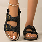 Fashion Bukcle Leopard Print Sandals Women 2025 Summer Back Strap Platform Sandles Woman Comfortable Plus Size Beach Sandalias