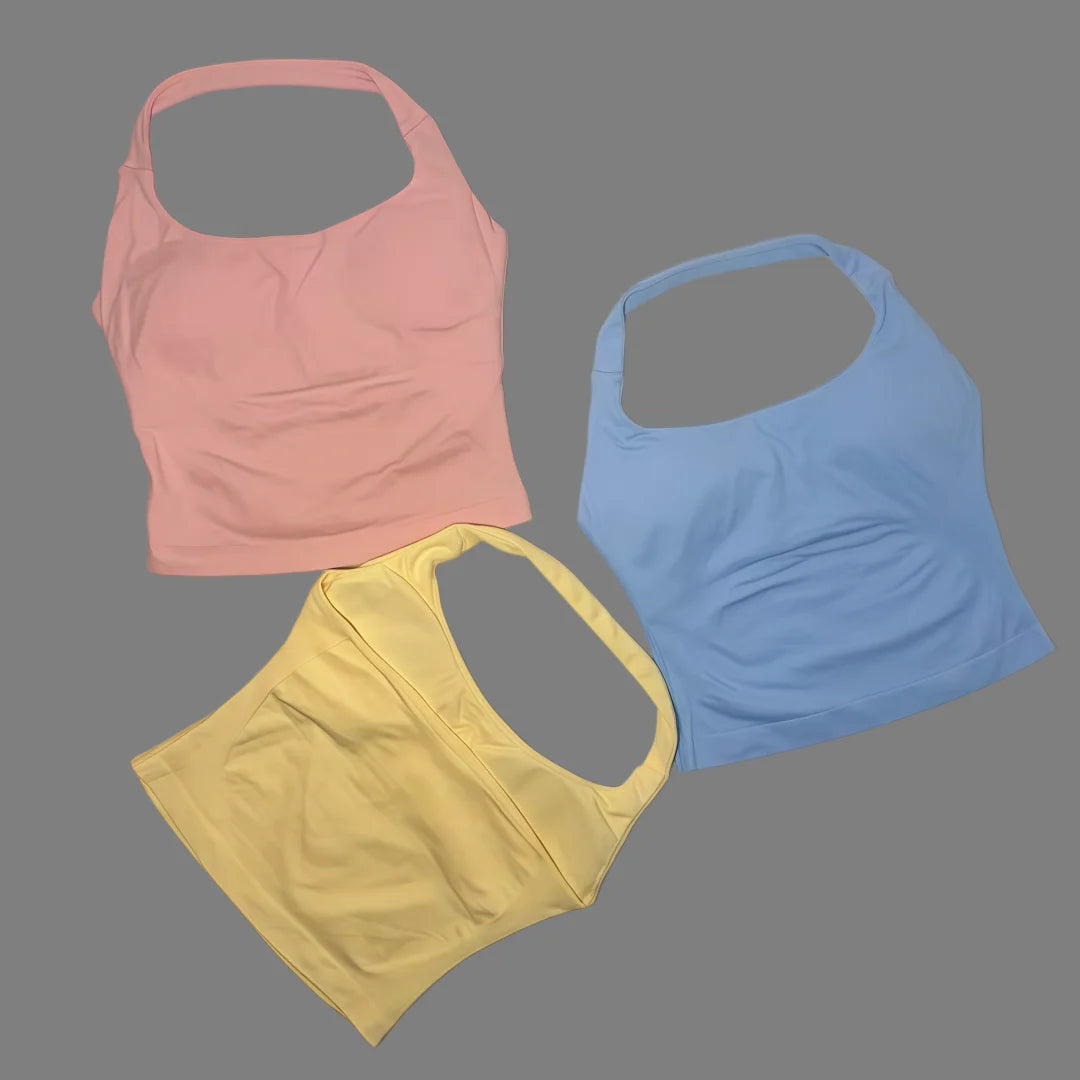 DFTLF Sports Halter Top Gym Vest Woman Backless Tank Tops Push Up Sport Bra Running Vest Workout Top Activewear Yoga Clothing