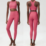 Yoga Set 2 Pieces Women's High Waisted Leggings Sports Vest Exercise Clothing Workout Outfits Fitness Sportswear Gym Tracksuit