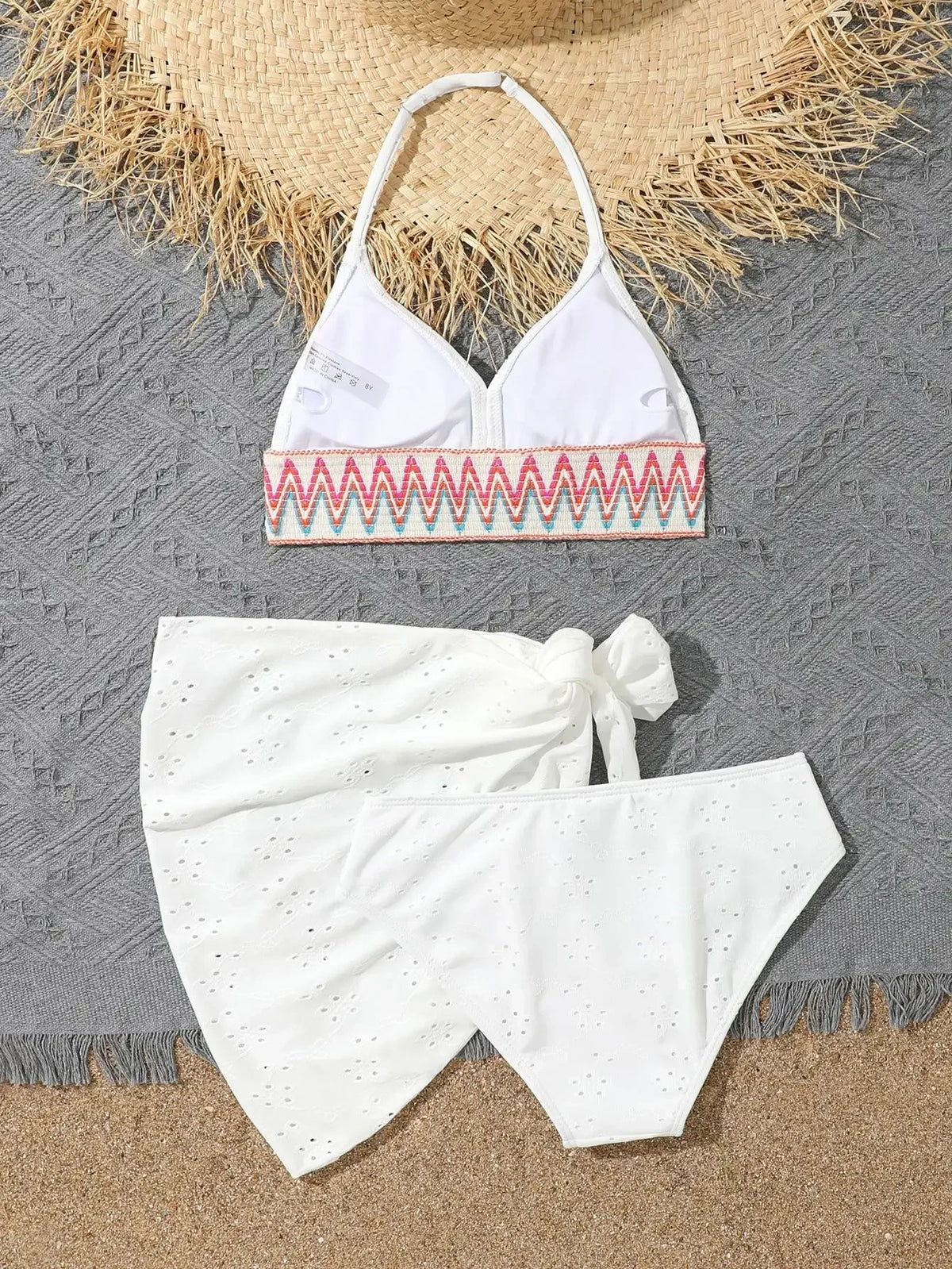 Girls 3pack White High Waist Bikini Sets with Skirts Kids Swimsuit 7-12 Years Children's Swimwear 2026 Cute Bathing Suit Teens