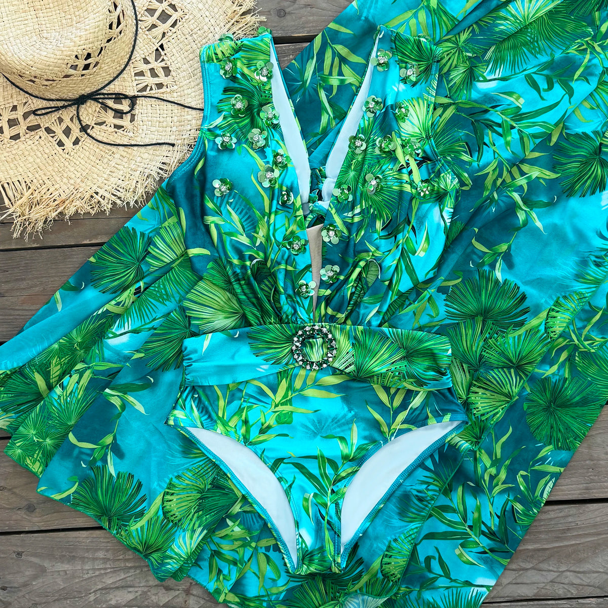 2026 New Elegant Women Swimsuit With Skirt High Waist Swimwear Cover-up Female Skirts Fashion Printed Dress Beachwear