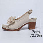 Summer Flower Decor Thick Heeled Sandals Women Plus Size 43 Lightweight High Heel Sandals Woman Back Strap Peep Toe Sandles 2026