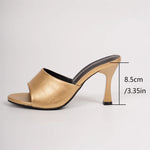 Big Size 42 Gold Sexy Slide Sandals Women Stiletto High Heel Party Slide Heels Backless High Heel Club Wedding Mules Shoes