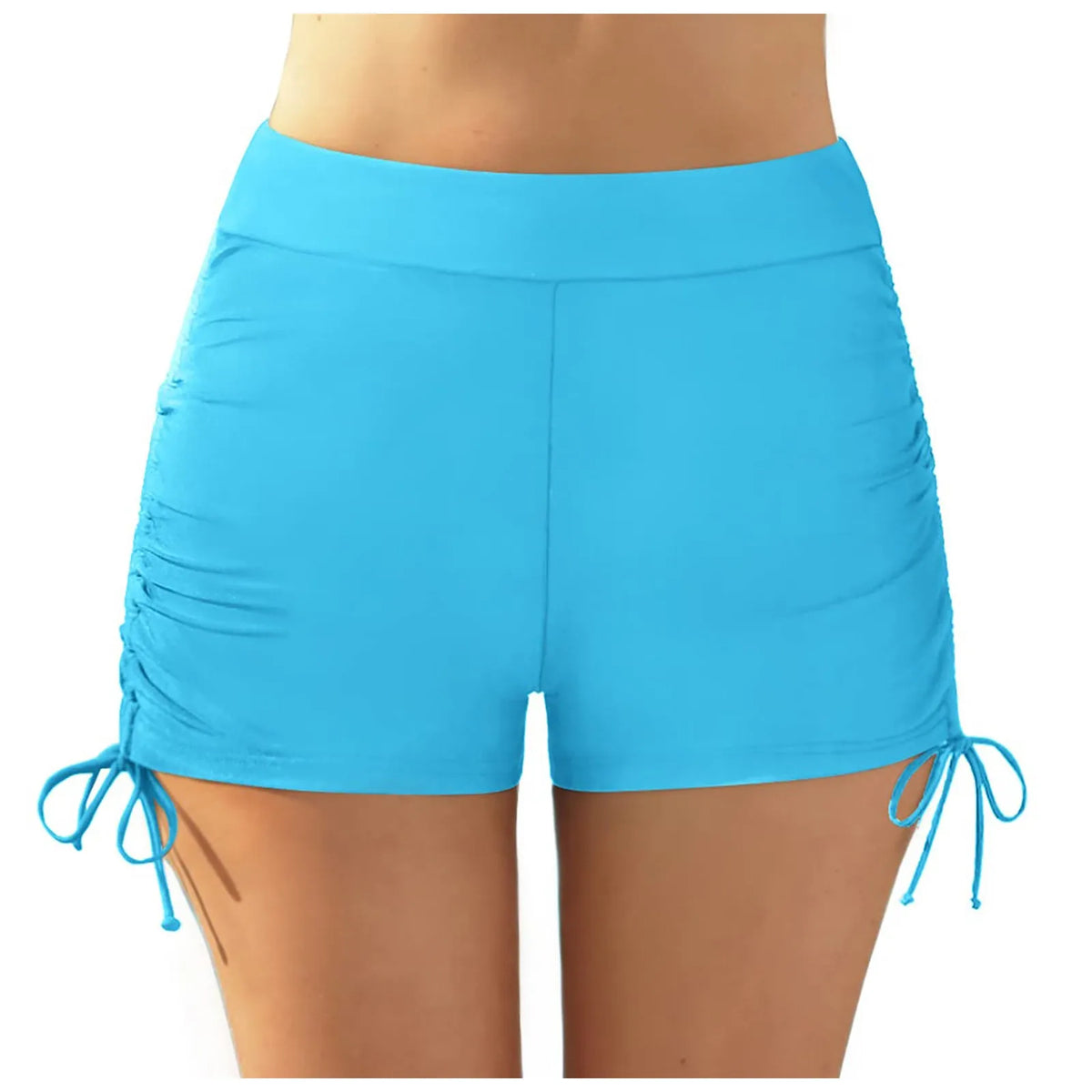 Beach Bathing Suit Women High Waist Bikini Bottoms Swim Briefs Drawstring Beach Shorts Solid Leopard Bikini Ruched Swim Bottoms