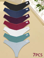 New 7Pcs Women Cotton Waffle Style G-string Panties Ladies Soft Thongs Female S-XL Low-Rise T-Back Panties Bikini Underwear 2024