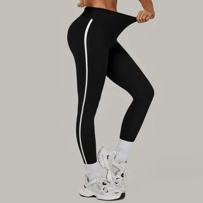 Women High Waist Yoga Pants Leggings - Seamless Color Block Fast-Dry Breathable Gym Running Fitness Tights Butt Lifting Effect