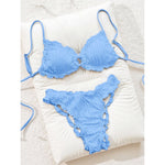 Wrinkled Crinkled Frilled Bikini Female Swimsuit Women Swimwear Two-pieces Bikini set Brazilian Bather Bathing Suit Swim V8053