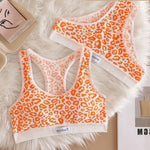 Seamless Bra Set Women Leopard Y-Shape Wireless Bra Low Waist Panties Sexy Lingerie Sport Brassiere Female Underwear Set