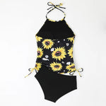 Women Sunflower Print Tankini Sets High Waist Bikini Two Pieces Swimsuit Swimwear Female Bathing Suit Beachwear Pool Swimming