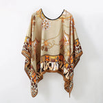 Simulated Silk Pullover Shawl Sweater Summer Beach Sun Protection Cape Women's Beach Towel Versatile Gauze Scarf Multifunctional