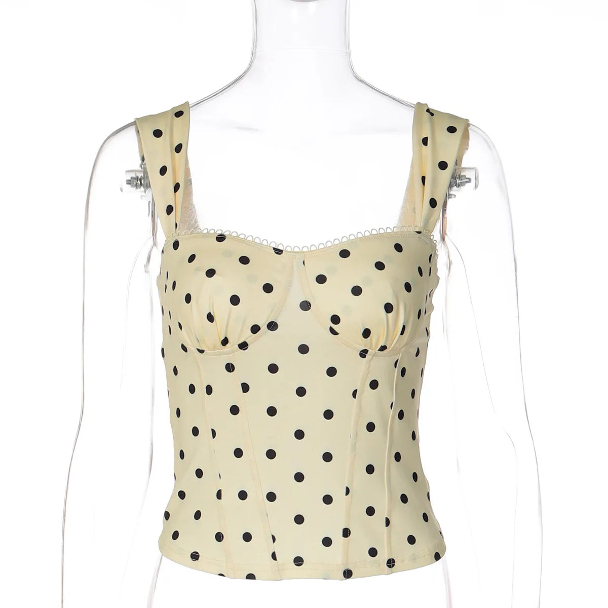 FDYOUI 2026 Summer Women's Polka Dot Camisoles Fashion Sexy Sleeveless T-shirt Backless Slim Corset Female Crop Tops Streetwear