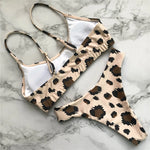 New S - XL Sexy Hot Pink Leopard Bikini Women Swimwear Female Swimsuit Two-piece Bikini set Bather Bathing Suit Swim Lady V871P